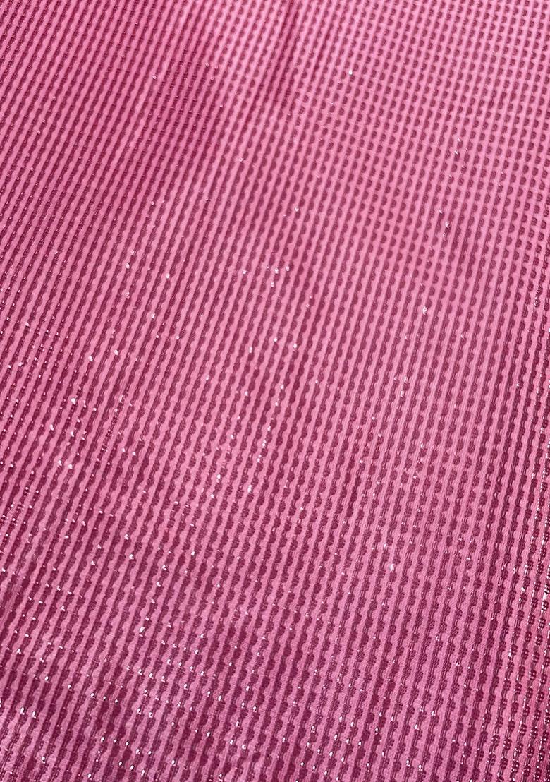 Purple Stripe Shimmer Pre Draped Saree Set - Indya