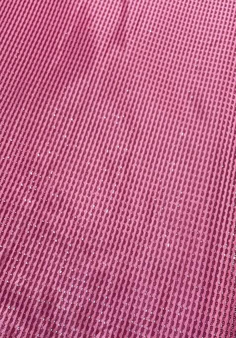 Purple Stripe Shimmer Pre Draped Saree Set