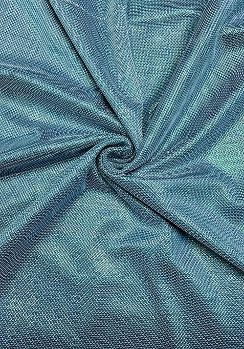 Green Foil Shimmer Pre Draped Saree Set