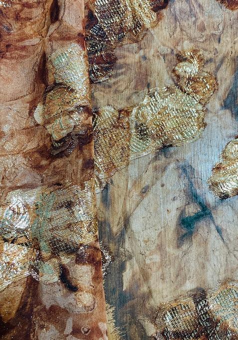 Brown Jacquard Brocade Pre Draped Saree Set