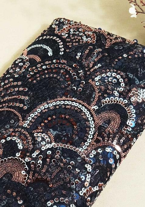 Black Sequin Embellished Blouse Georgette Pre Draped Saree Set