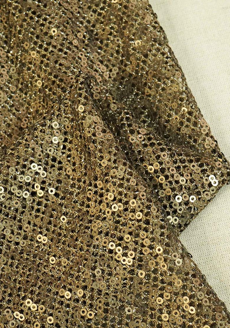 Gold Embellished Georgette Pre Draped Saree Set - Indya