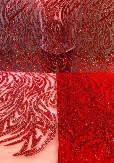 Red Sequin Embroidered Georgette Pre Draped Saree Set