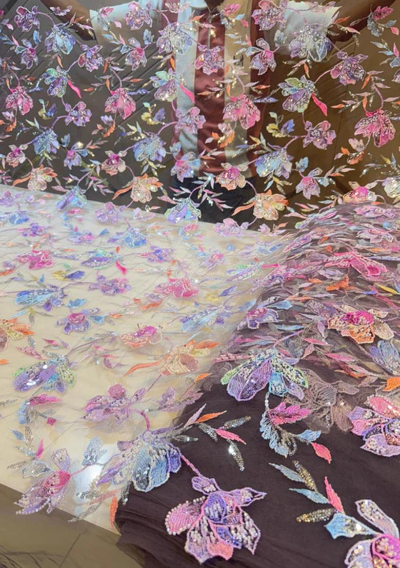 White Sequin Embroidered Georgette Pre Draped Saree Set