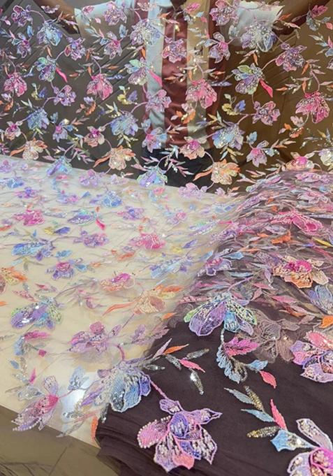 White Sequin Embroidered Georgette Pre Draped Saree Set