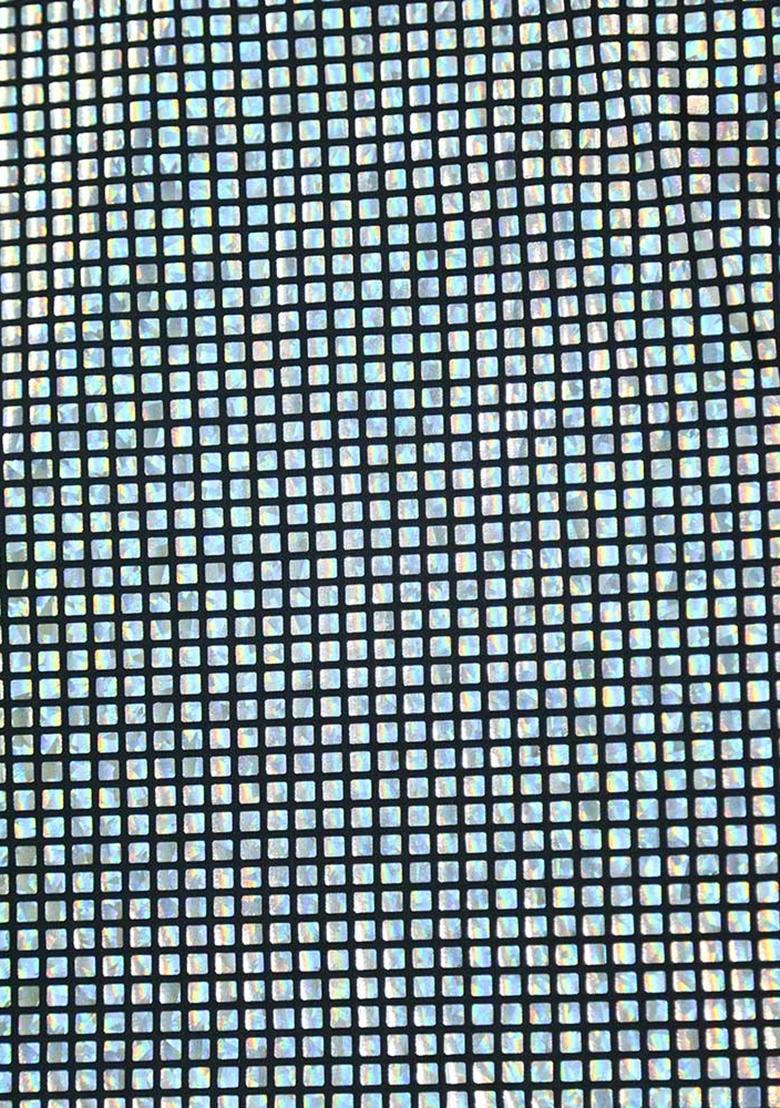 Silver Rainbow Sequin Embellished Lurex Knit Pre Draped Saree Set - Indya