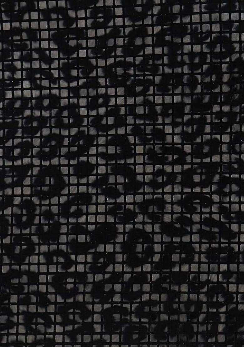 Black Sequin Embellished Lurex Knit Pre Draped Saree Set