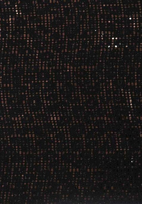 Copper Sequin Embellished Lurex Knit Pre Draped Saree Set