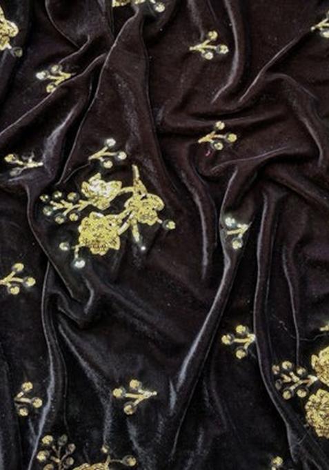 Black Georgette Embroidered Pre Draped Saree Set