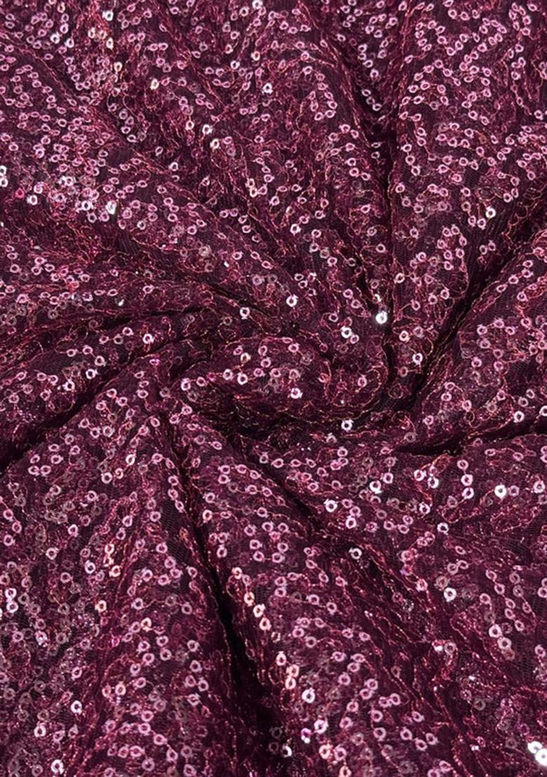 Magenta Pink Net Embroidered Pre Draped Saree Set - Indya