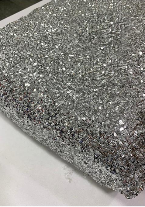 White Georgette Sequin Embellished Blouse Pre Draped Saree Set