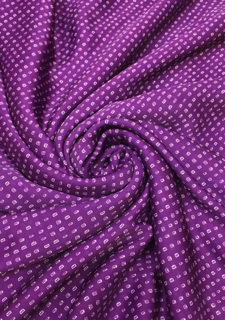 Purple Satin Georgette Printed Pre Draped Saree Set - Indya