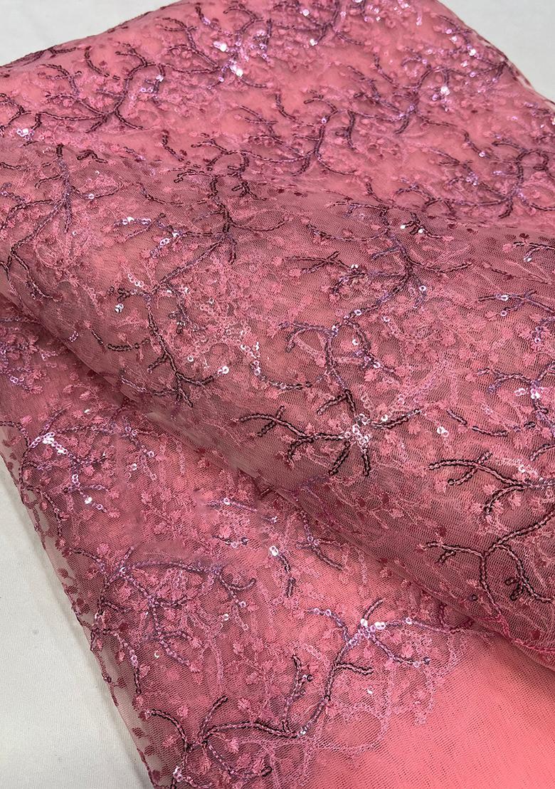 Dusty Rose Pink Georgette Embroidered Blouse Pre Draped Saree Set - Indya