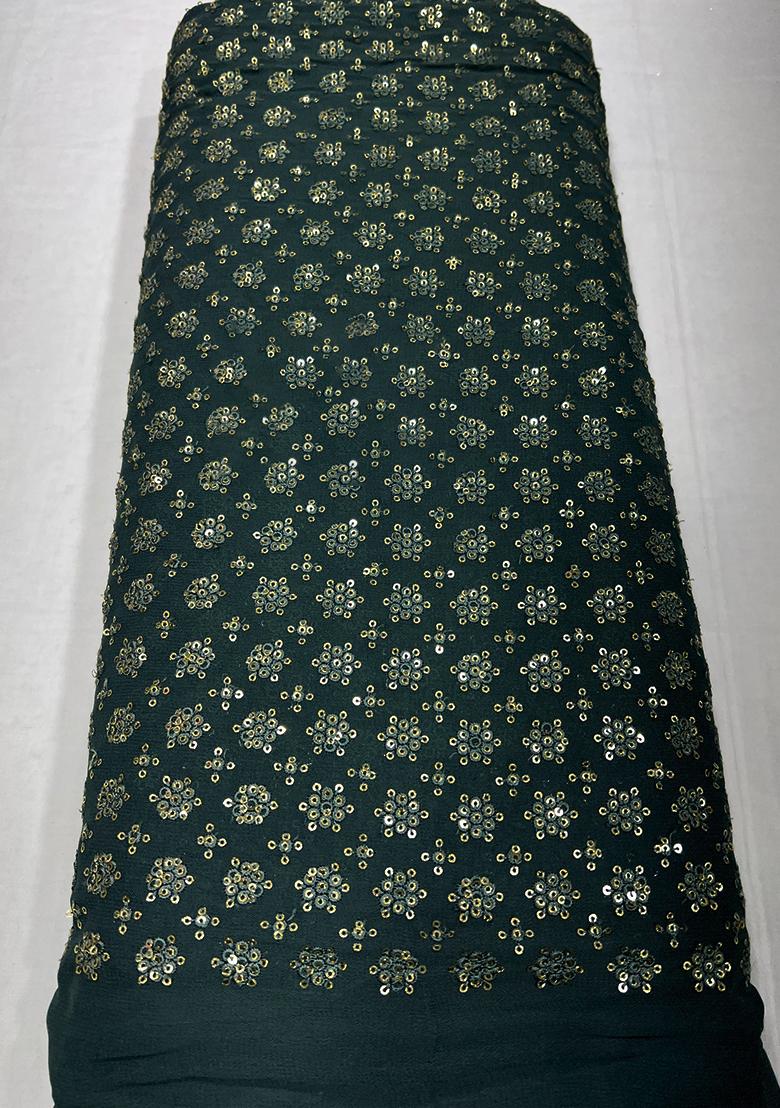 Green Georgette Sequin Embroidered Blouse Pre Draped Saree Set