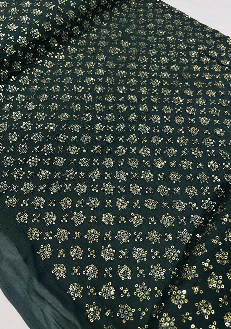 Green Georgette Sequin Embroidered Blouse Pre Draped Saree Set