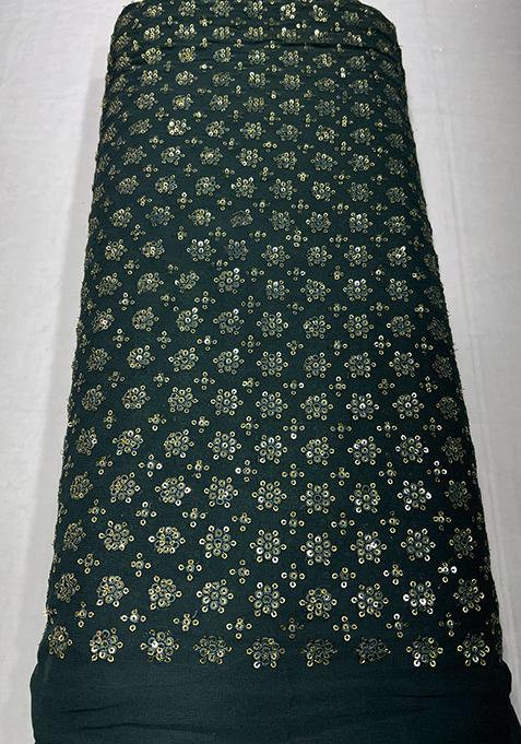 Green Georgette Sequin Embroidered Blouse Pre Draped Saree Set