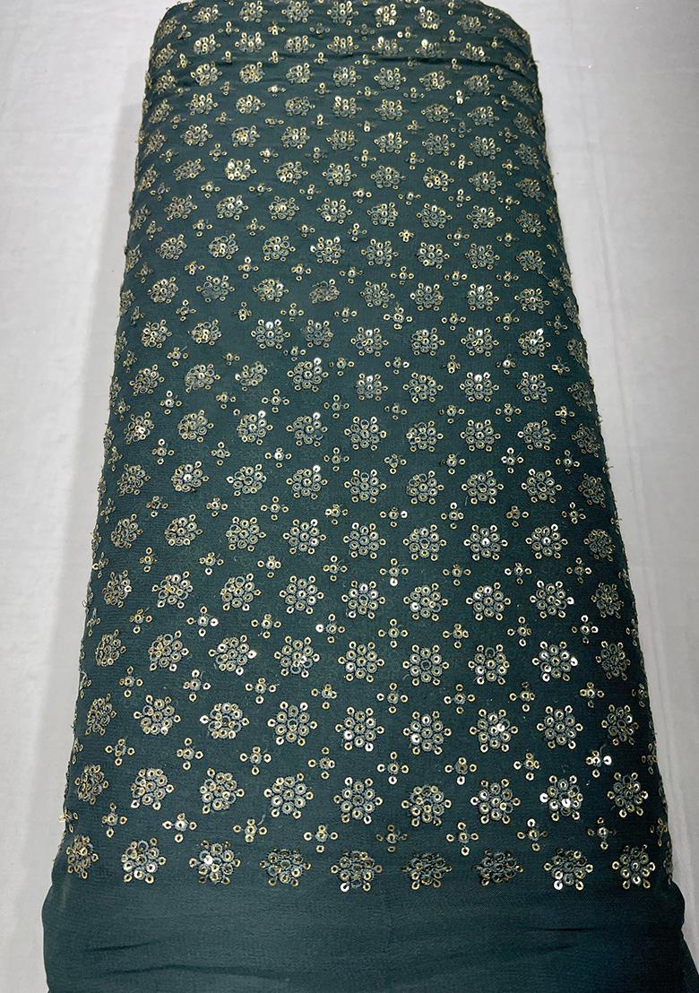 Teal Green Georgette Embroidered Blouse Pre Draped Saree Set