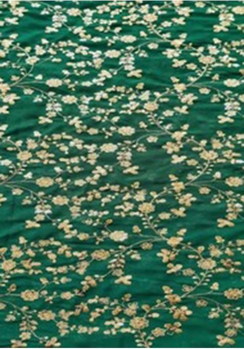 Green Sequin Embroidered Blouse Georgette Pre Draped Saree Set