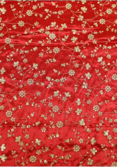 Red Embroidered Blouse Georgette Pre Draped Saree Set
