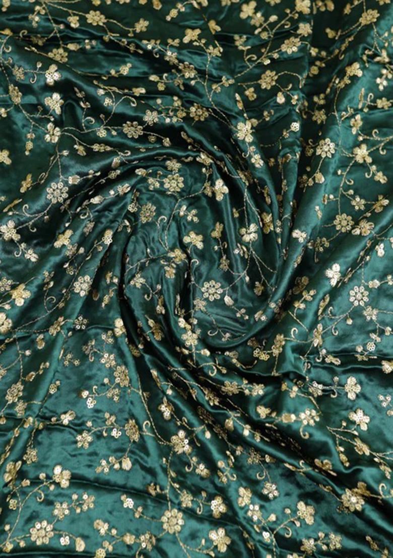 Teal Green Embroidered Blouse Georgette Pre Draped Saree Set