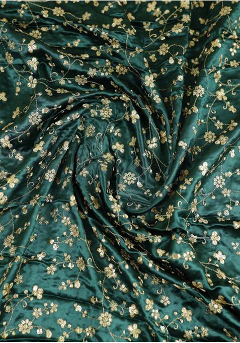 Teal Green Embroidered Blouse Georgette Pre Draped Saree Set