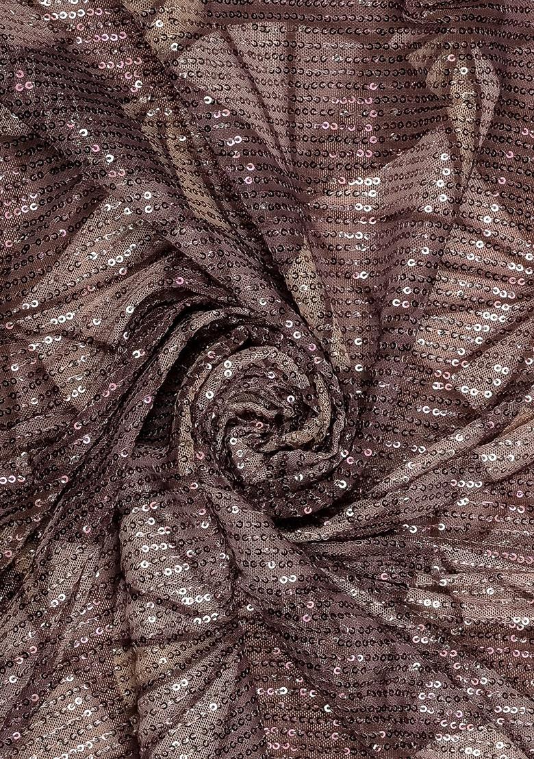 Peach Net Sequin Embellished Blouse Pre Draped Saree Set