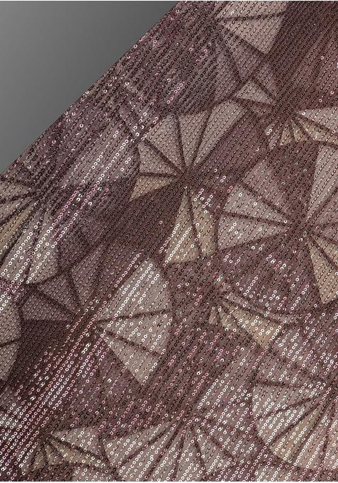 Peach Net Sequin Embellished Blouse Pre Draped Saree Set