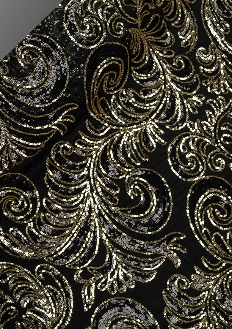 Black Georgette Sequin Embellished Blouse Pre Draped Saree Set