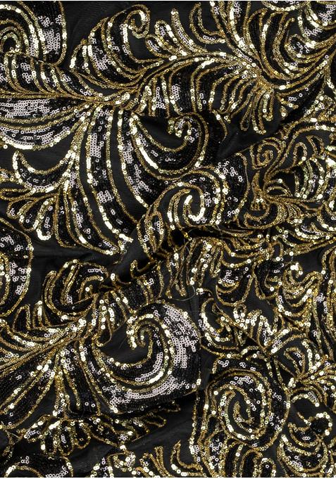 Black Georgette Sequin Embellished Blouse Pre Draped Saree Set