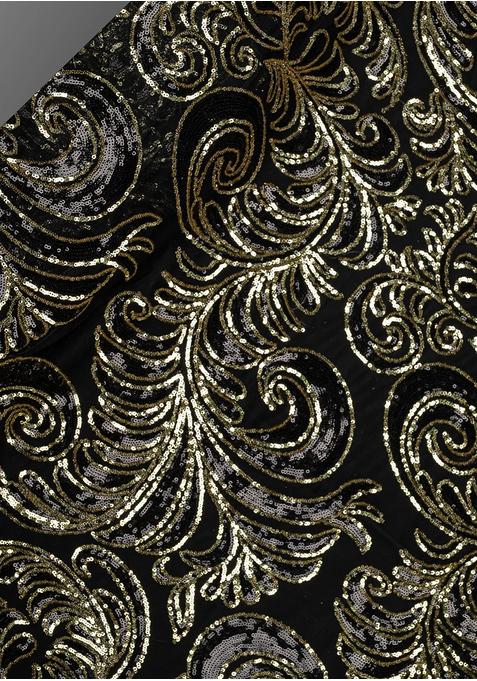 Black Georgette Sequin Embellished Blouse Pre Draped Saree Set