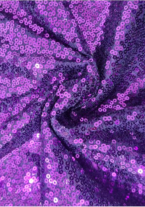 Purple Sequin Blouse Chiffon Pre Draped Saree Set