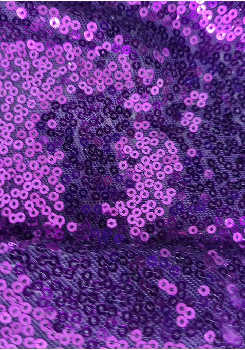 Purple Sequin Blouse Chiffon Pre Draped Saree Set