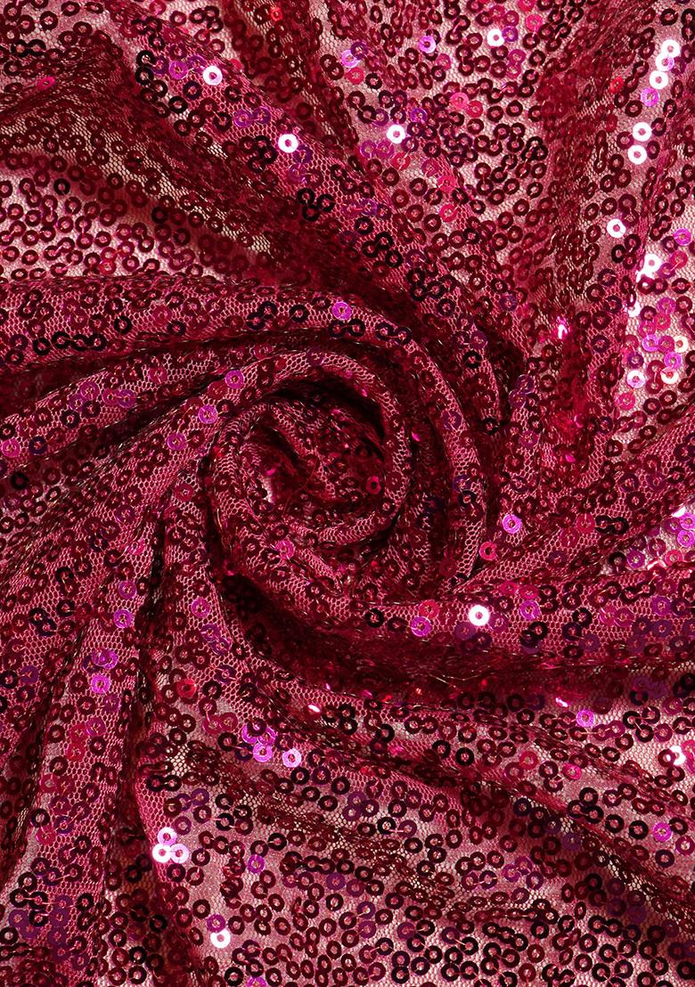 Magenta Pink Sequin Blouse Chiffon Pre Draped Saree Set