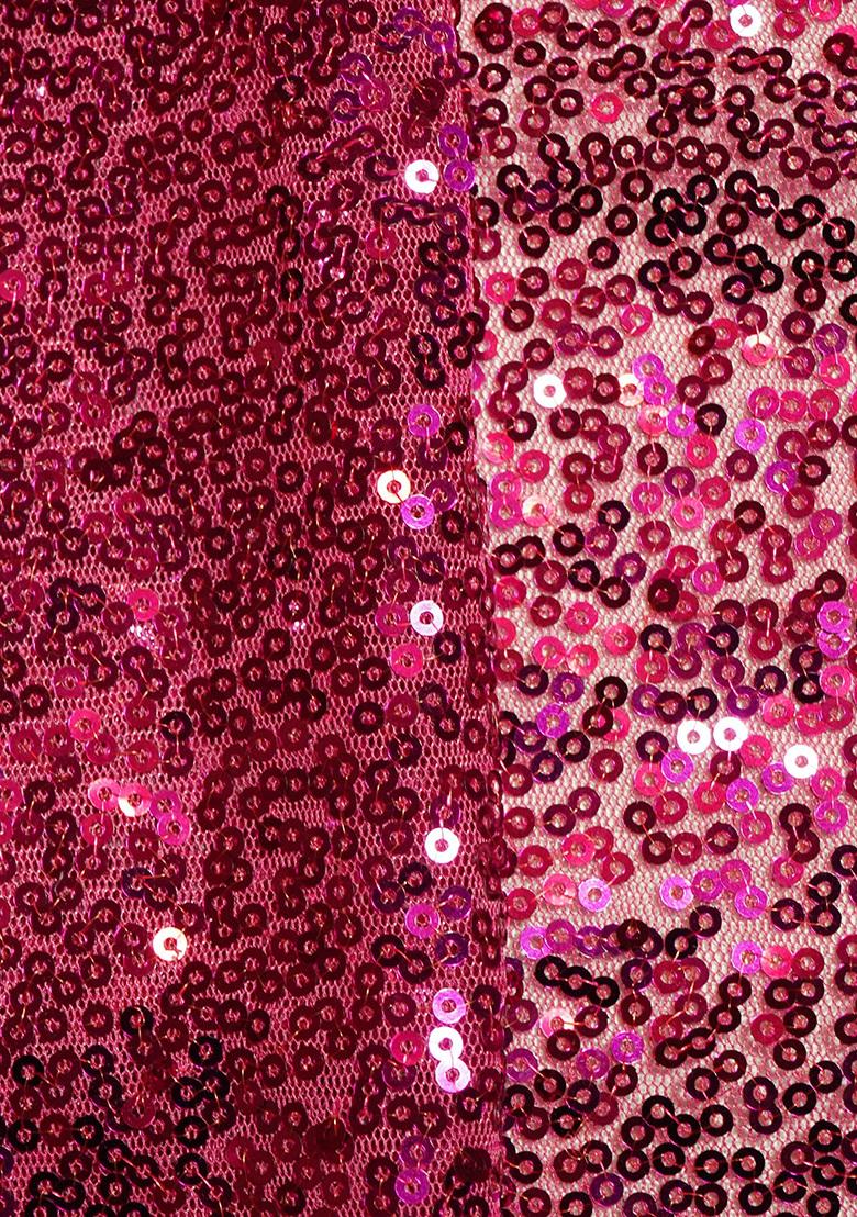 Magenta Pink Sequin Blouse Chiffon Pre Draped Saree Set