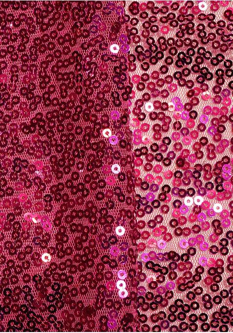 Magenta Pink Sequin Blouse Chiffon Pre Draped Saree Set