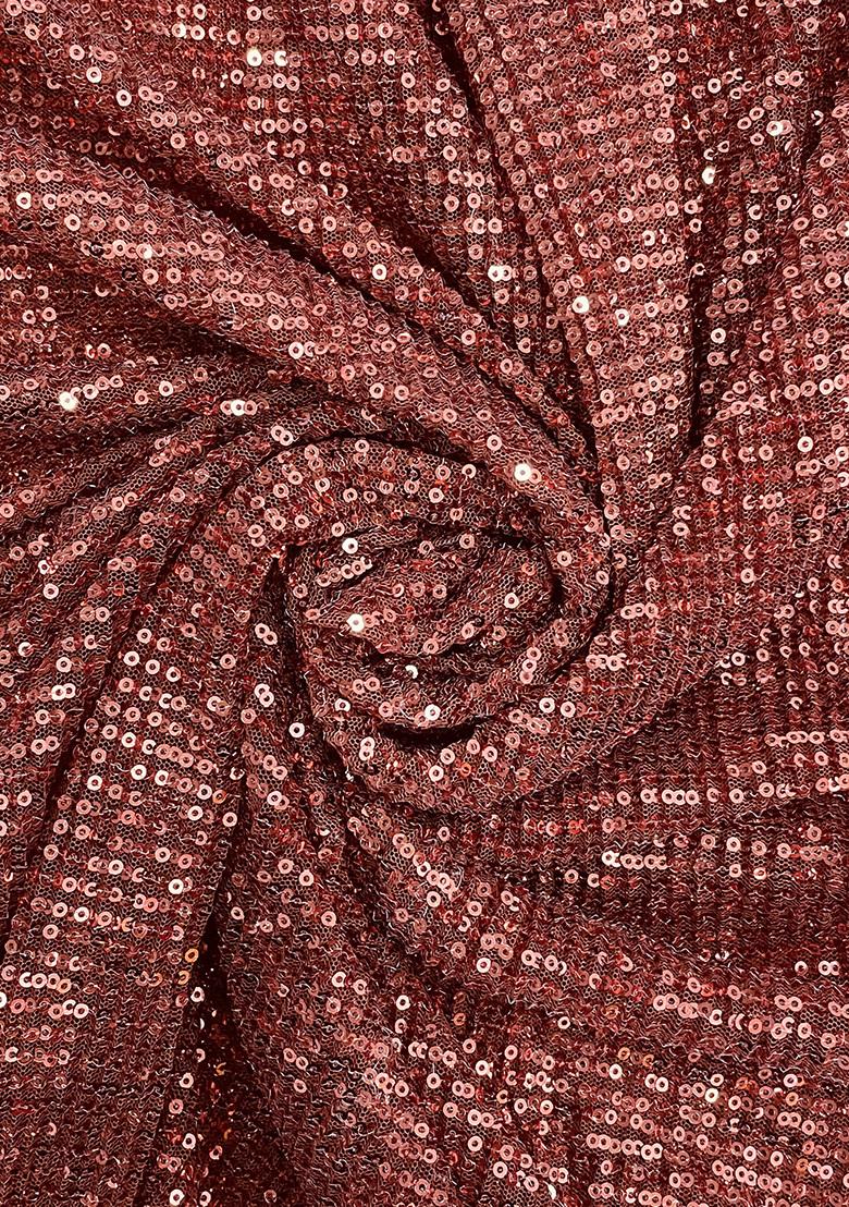 Red Sequin Blouse Crepe Pre Draped Saree Set