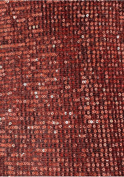 Red Sequin Blouse Crepe Pre Draped Saree Set