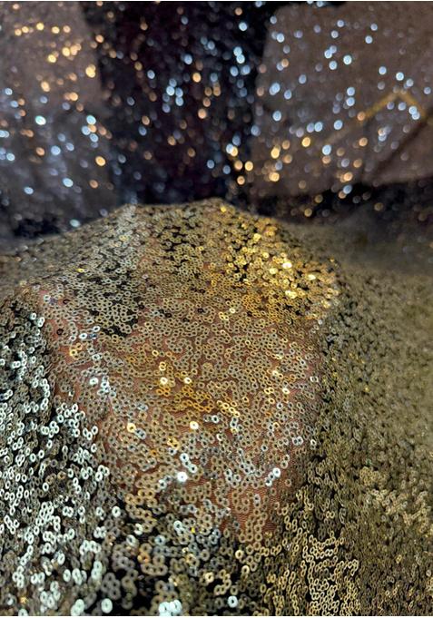 Black Sequin Net Pre Draped Saree Set