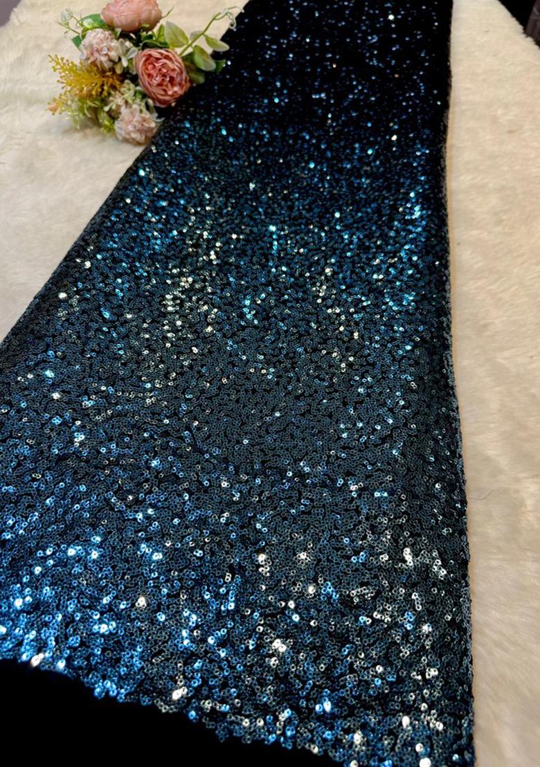 Blue Embroidered Net Pre Draped Saree Set - Indya