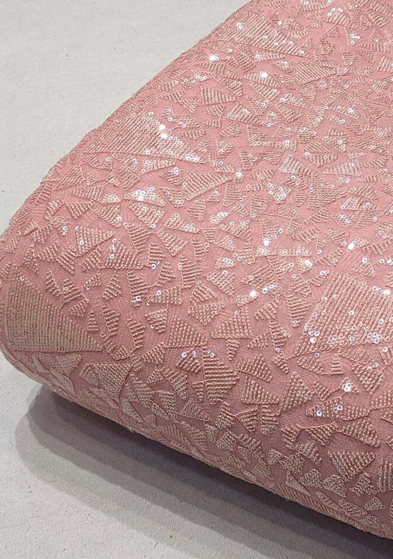 Pink Sequin Embroidered Georgette Pre Draped Saree Set - Indya