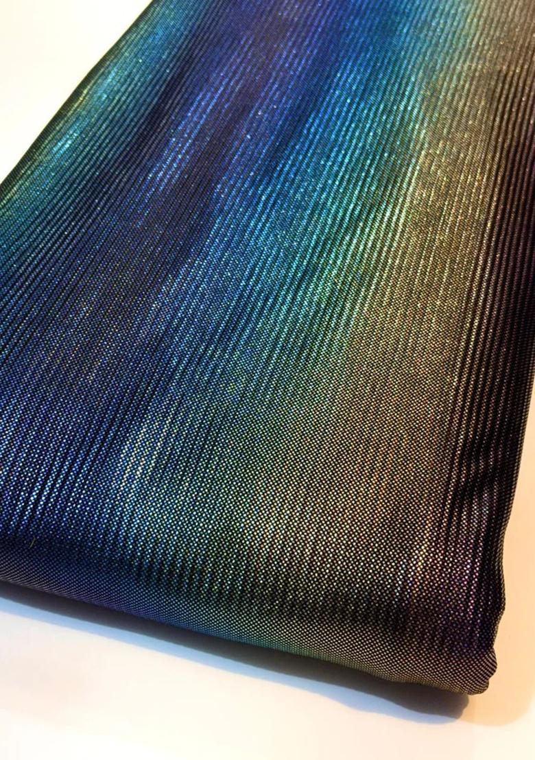 Multicolor Sequin Embroidered Satin Pre Draped Saree Set - Indya