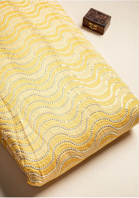 Yellow Sequin Embroidered Blouse Georgette Pre Draped Saree Set