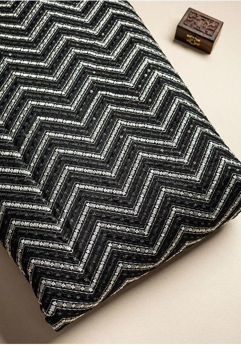 Black Embroidered Blouse Georgette Pre Draped Saree Set