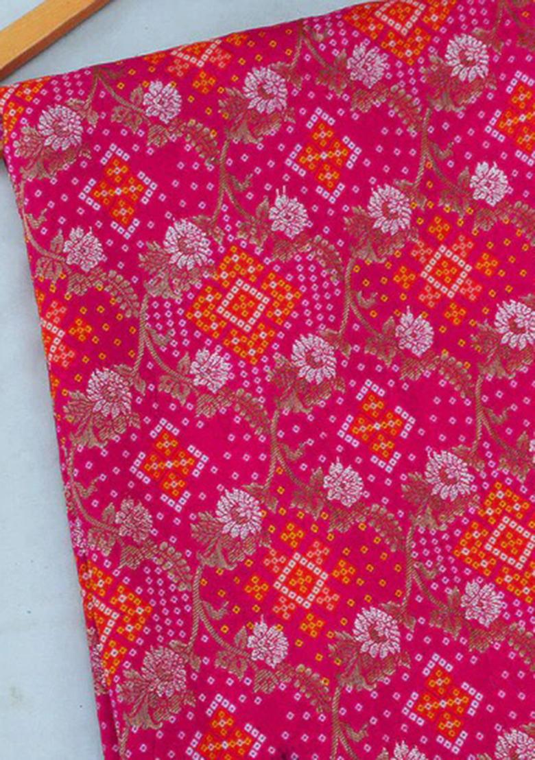 Pink Sequin Embroidered Brocade Pre Draped Saree Set - Indya