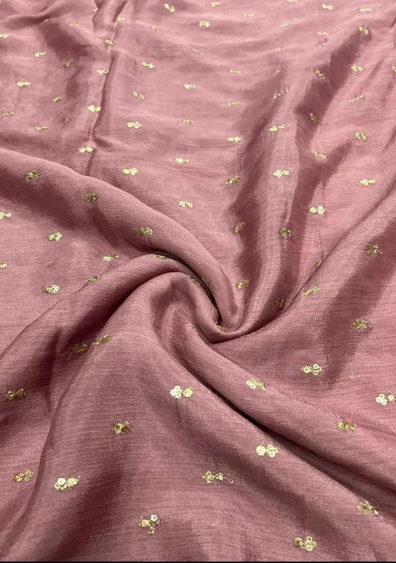 Mauve Sequin Embroidered Chiffon Pre Draped Saree Set