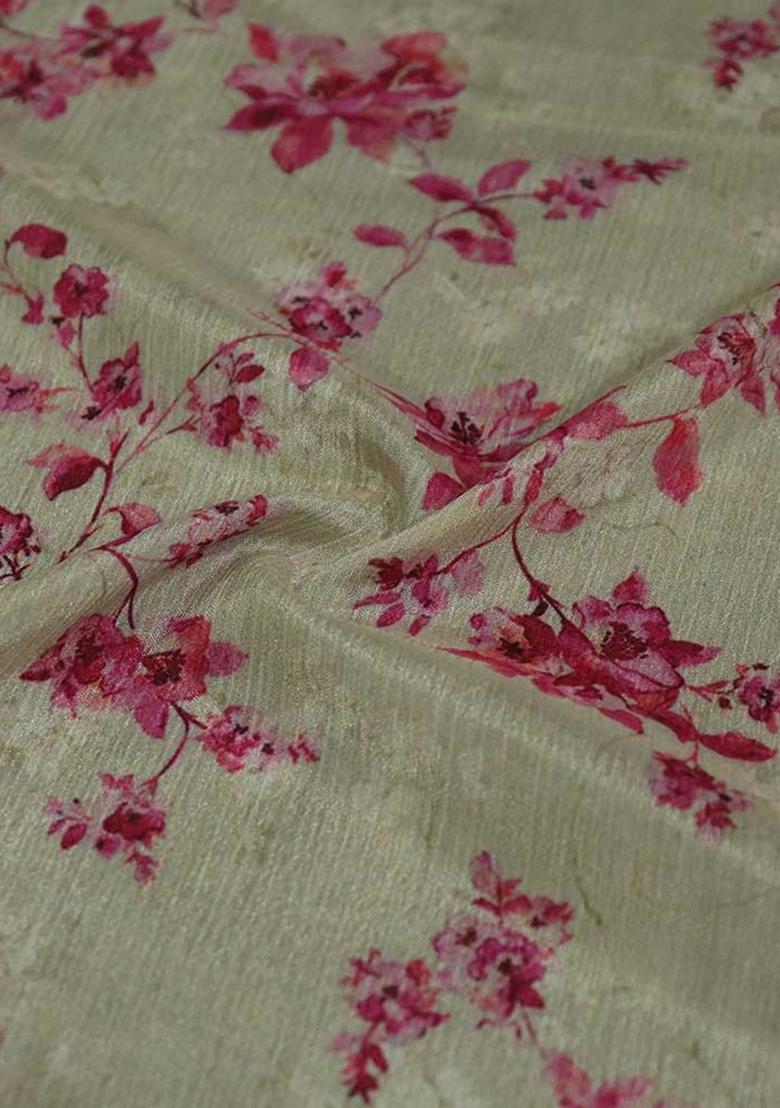 Cream Sequin Embroidered Chiffon Pre Draped Saree Set