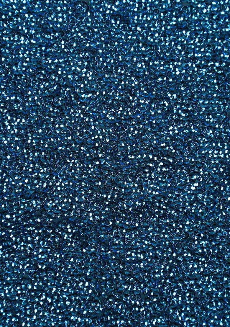 Blue Sequin Blouse Georgette Pre Draped Saree Set