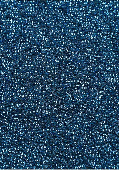 Blue Sequin Blouse Georgette Pre Draped Saree Set