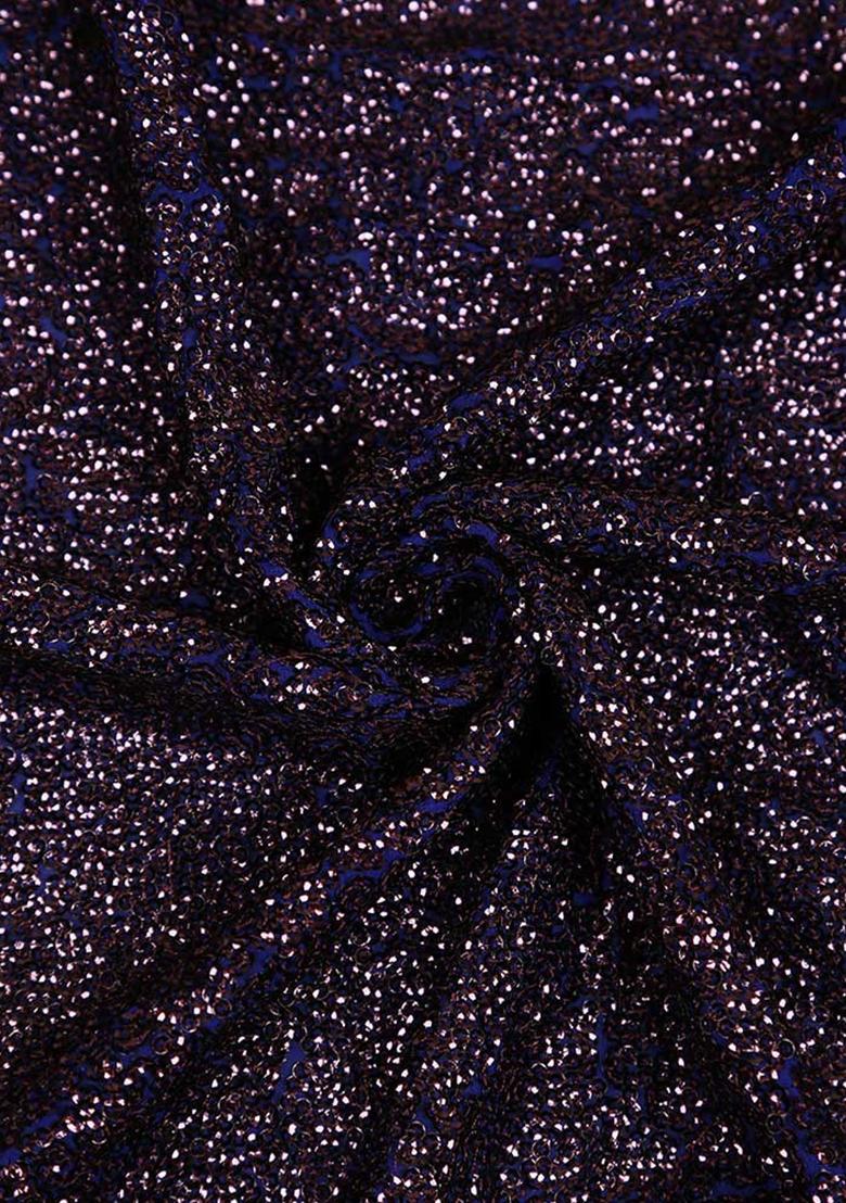 Purple Sequin Blouse Georgette Pre Draped Saree Set