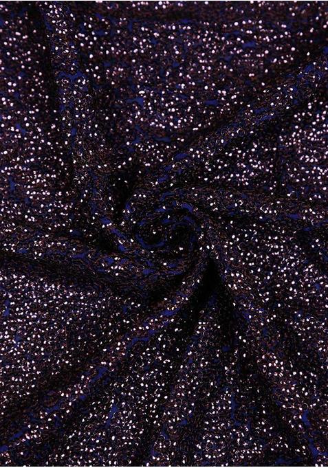 Purple Sequin Blouse Georgette Pre Draped Saree Set